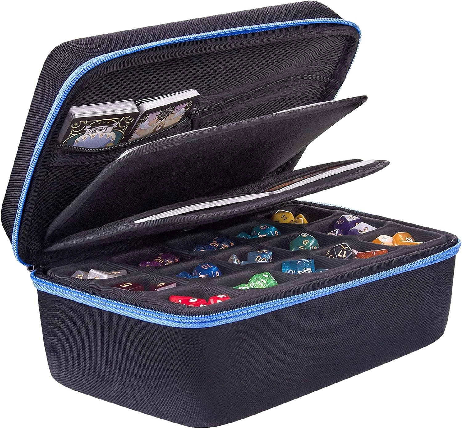 Dice Storage Case Big Capacity Dice Box with Double Removable Slotted Tray an...