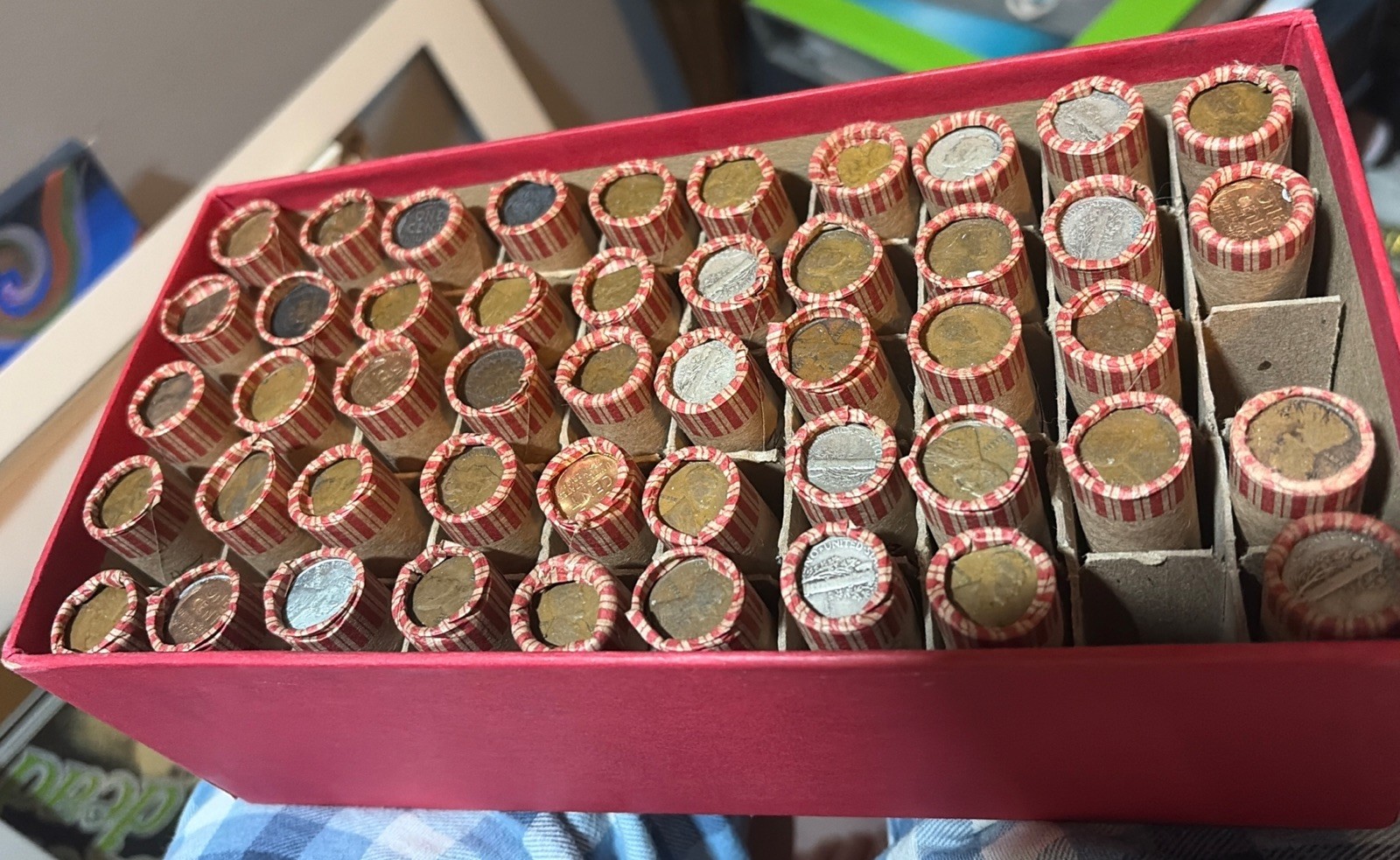WHEAT PENNY ROLL UNSEARCHED 1909-1958, SILVER, IH, ENDS ARE DIFFERENT