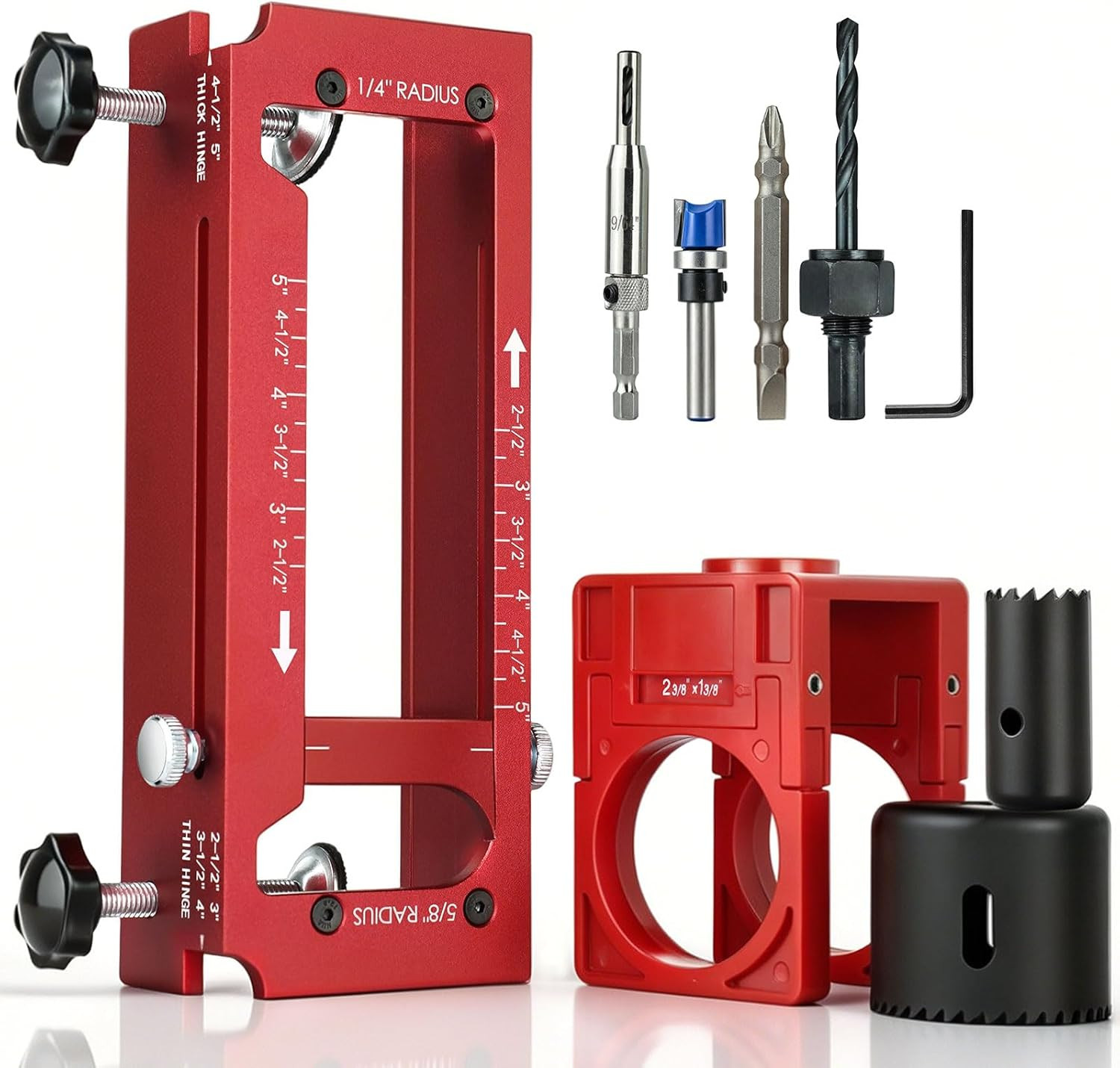 Door Hinge Jig & Lock Hole Drilling Kit – Adjustable Aluminum Router Template fo