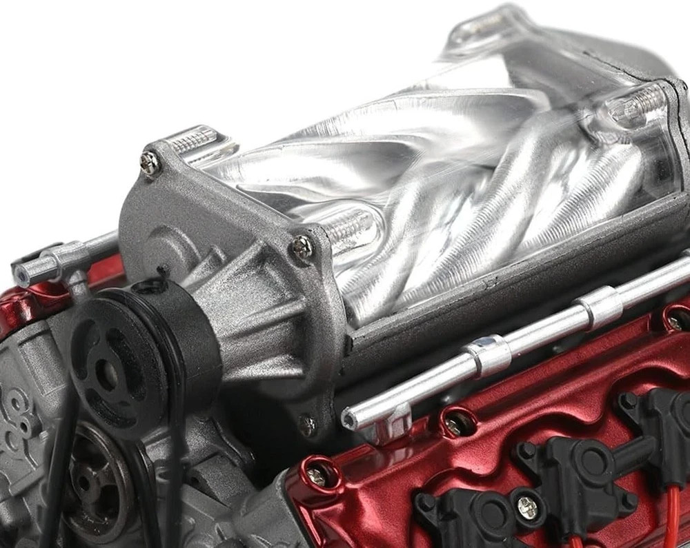 Mini V8 Engine Kit Working Model Electric Supercharger DIY RC