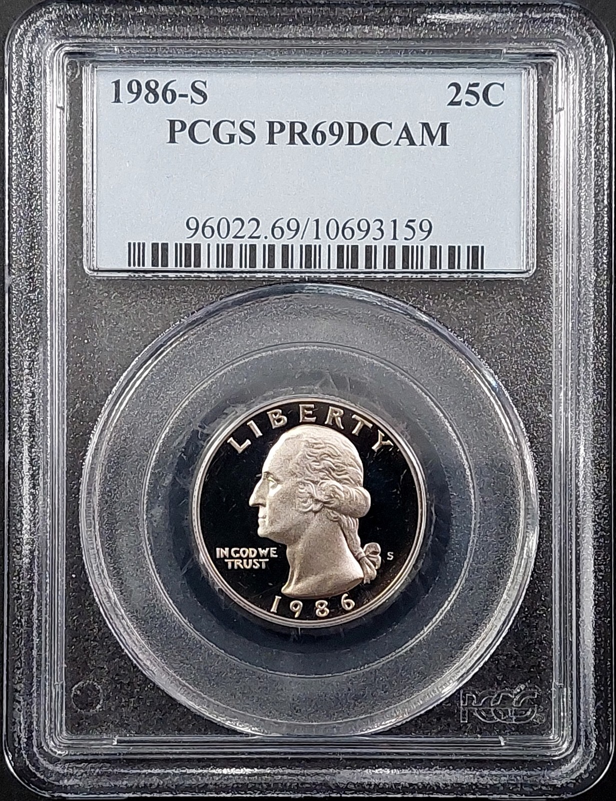 1986 S Proof Washington Quarter certified PR 69 DCAM by PCGS!