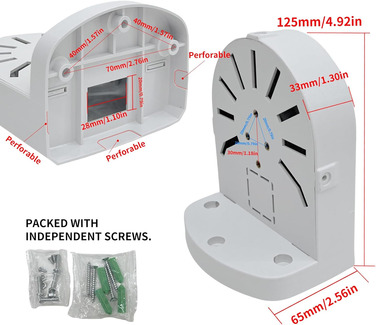 ABS L Shape Camera Mount Bracket Dome IP CCTV Wall Mount Cable Box 1 Pack