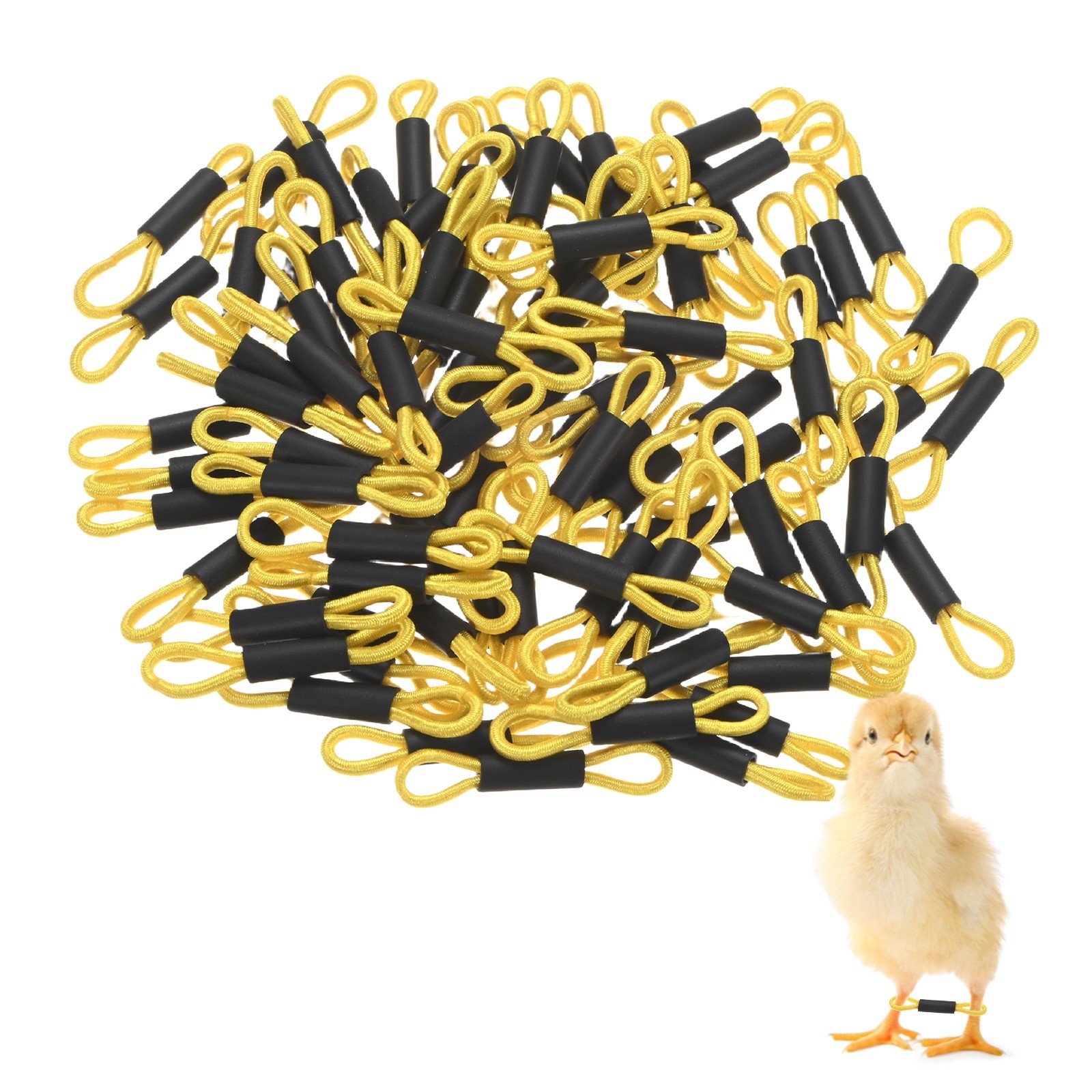 100-Pack Polyester Chick Leg Bands for Poultry/Chicks/Birds [Yellow]