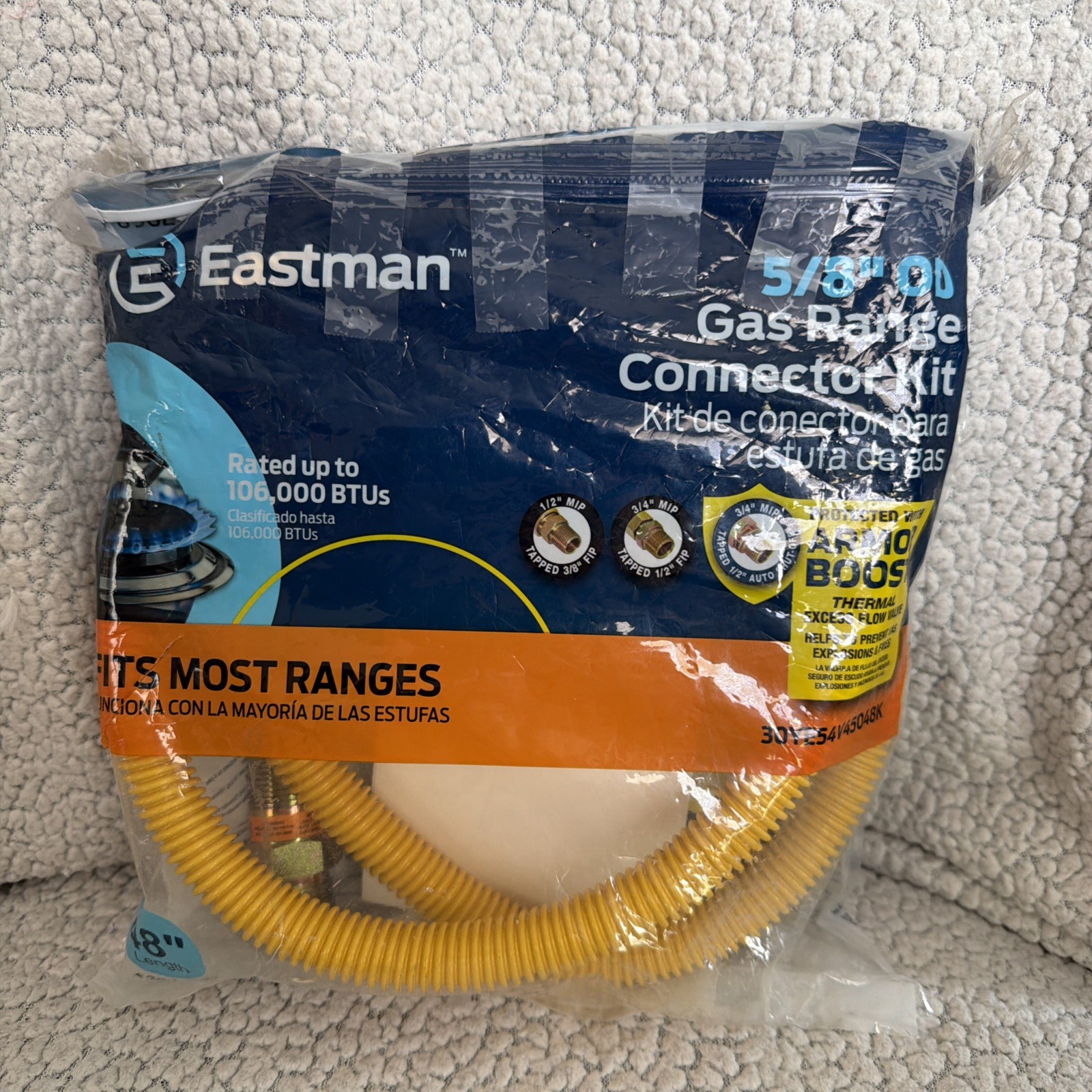 Eastman 5/8” Gas Range Connector Hose Only 48” Length - Open Box