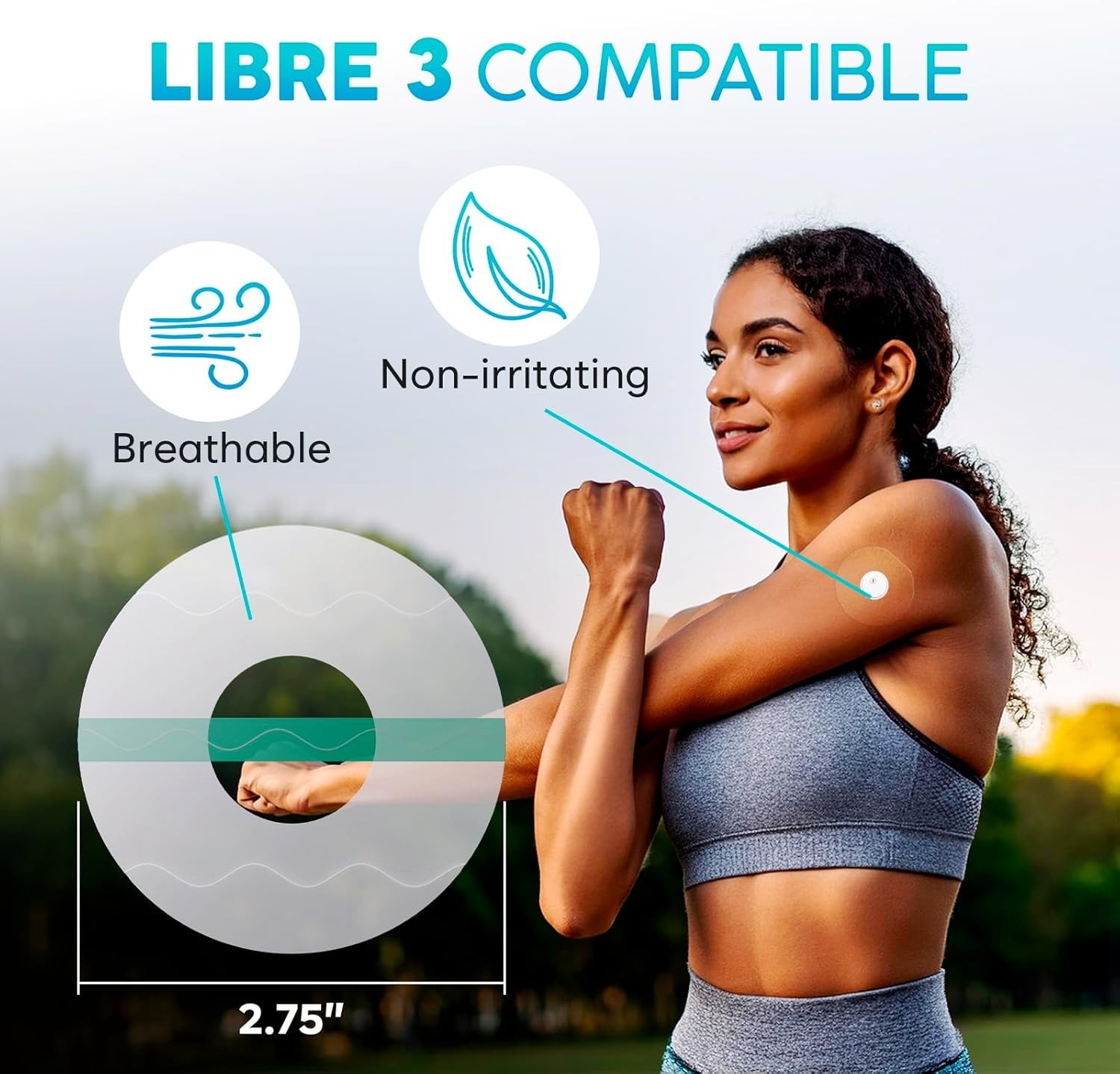 Freestyle Libre 3 Patches - 20 Easy Apply, Waterproof, Transparent Sensor Covers