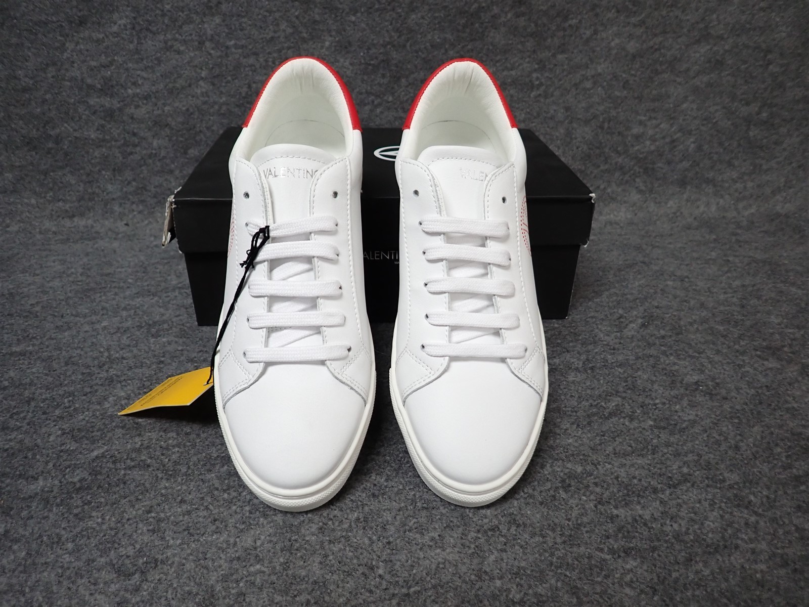 NEW Valentino Petra Italian Leather Platform Sneaker White-Red Women's 9.5 (SS8)