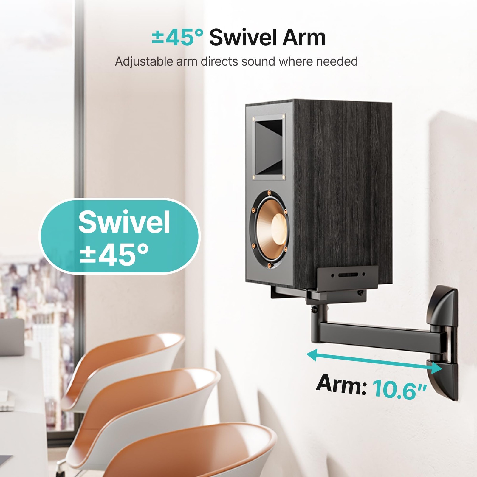 Adjustable Speaker Wall Mounts, 55 Lbs Capacity, Dual Speaker Wall Stands for Mo
