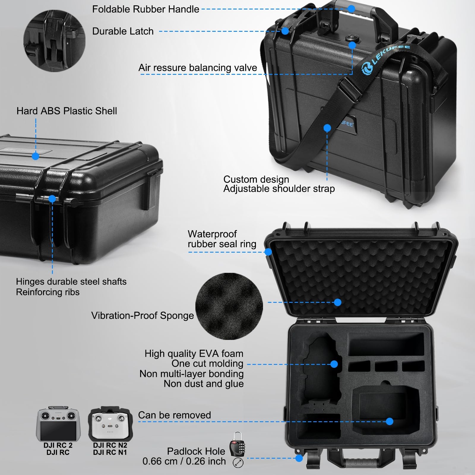 Waterproof Hard Carrying Case for DJI Mini 4 Pro/4/3 Pro/Mini 3,Fly More Comb...