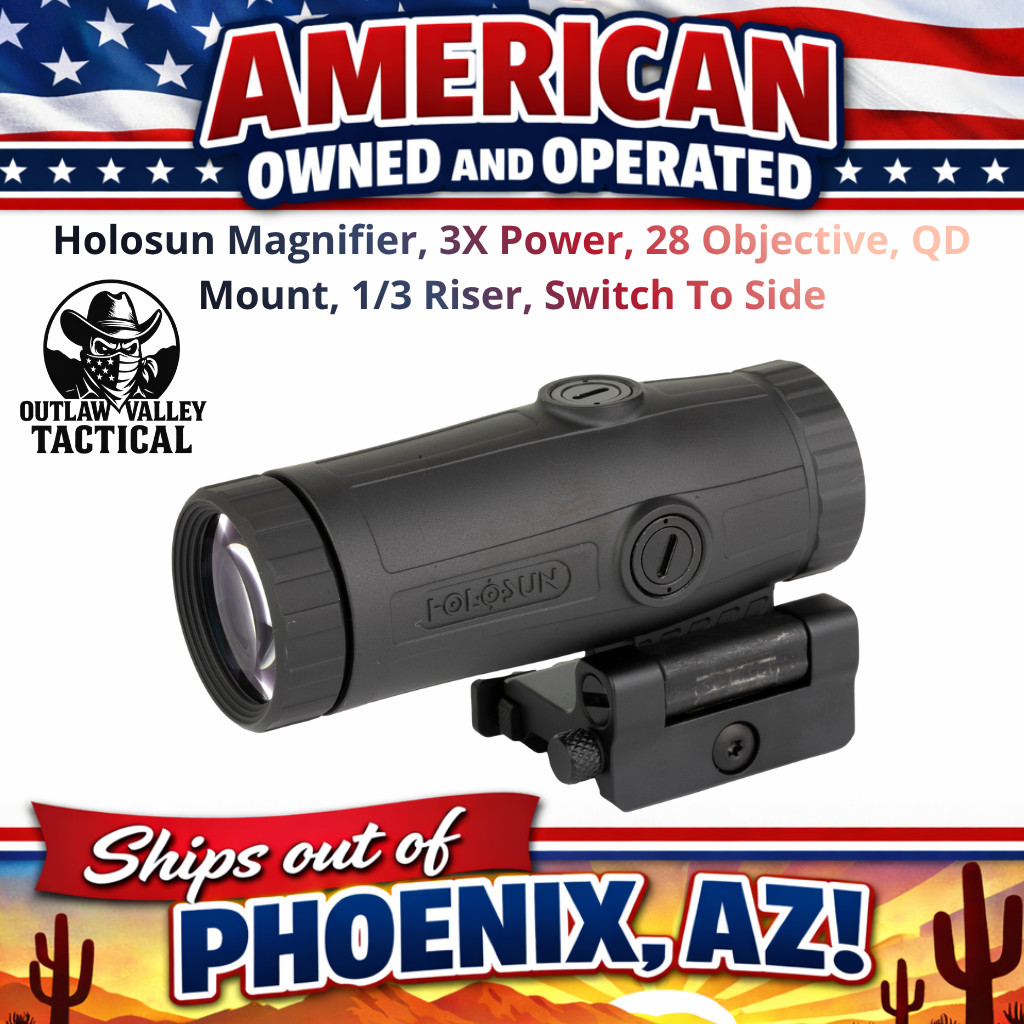 Holosun Magnifier, 3X Power, 28 Objective, QD Mount, 1/3 Riser, Switch To Side