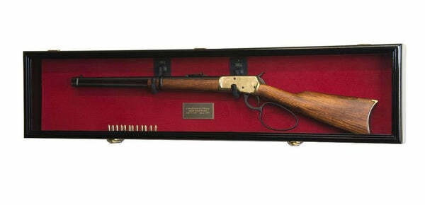Gun Display Case Cabinet Rifle Black Solid Wood Shotgun USA Frame Shadow Box 44"