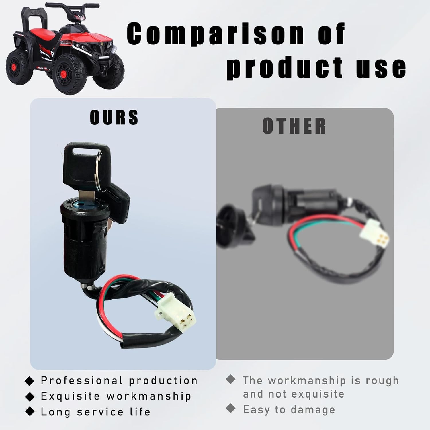Motorcycle Ignition Switch, 4 Wire Pin Ignition Switch with 2 Keys Color: 1 PC