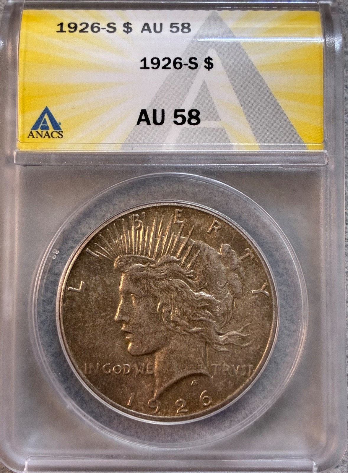 1926-S Peace Dollar ANACS AU58