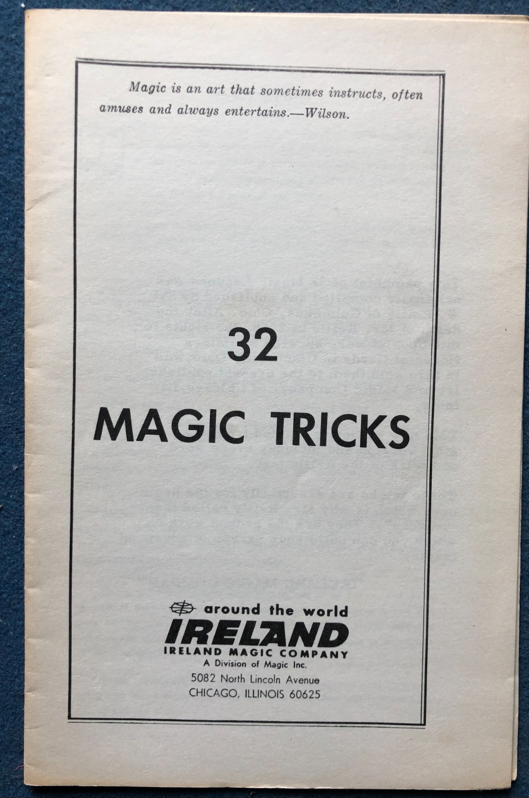 Vintage Magic Trick Booklet 32 Magic Tricks Ireland 1970's
