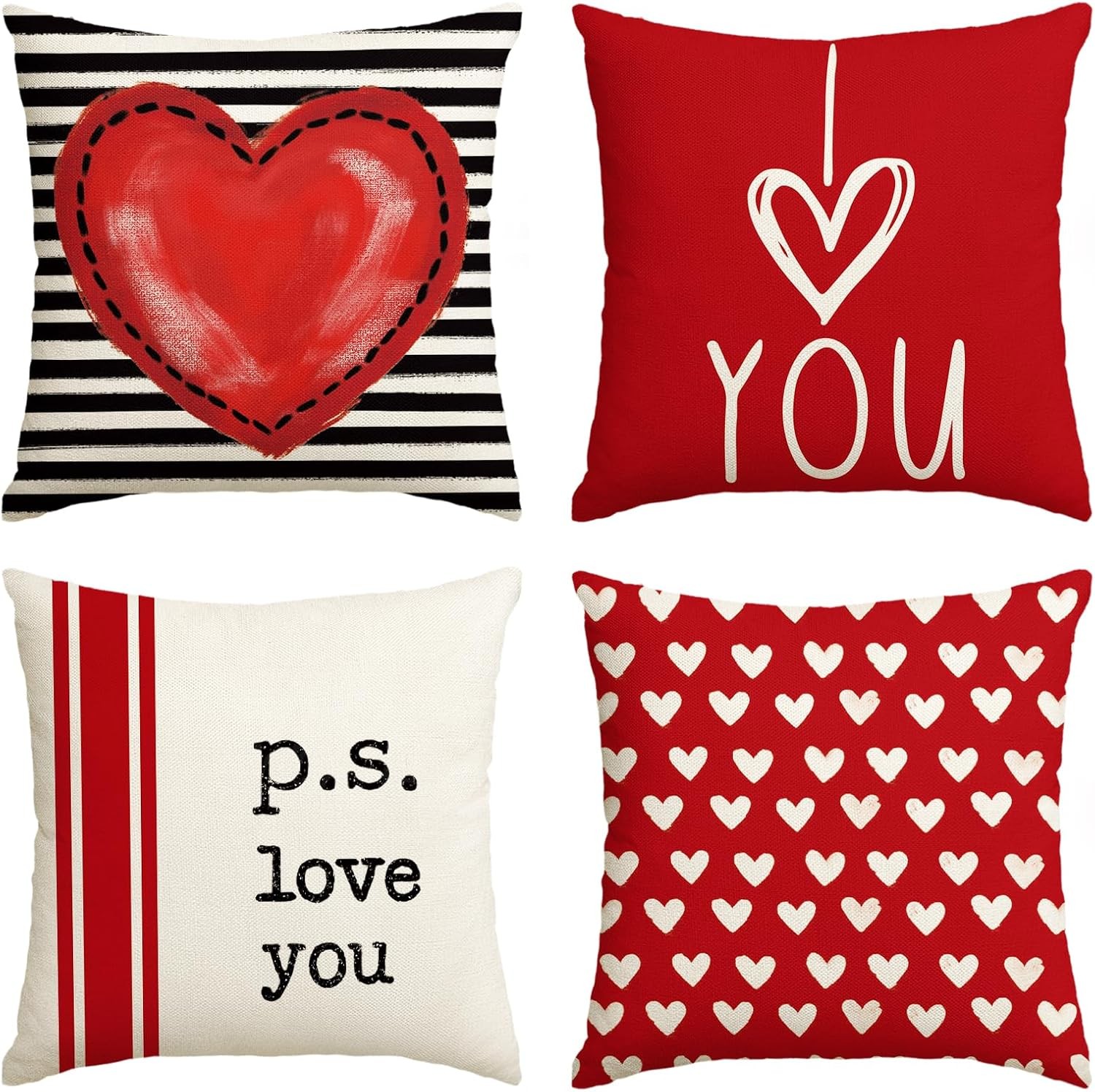 AVOIN colorlife Valentine's Day I Love 18" x (Pack of 4), Red