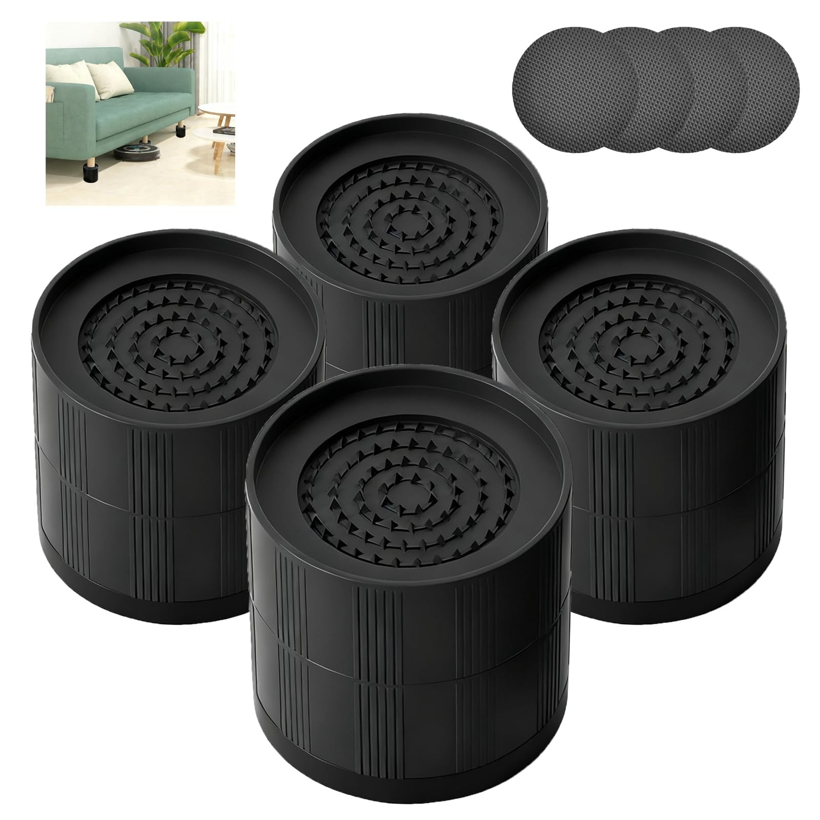 Bed Risers Furniture Risers, Heavy Duty Adjustable Blocks Lift 2.2-4 Inches, ...