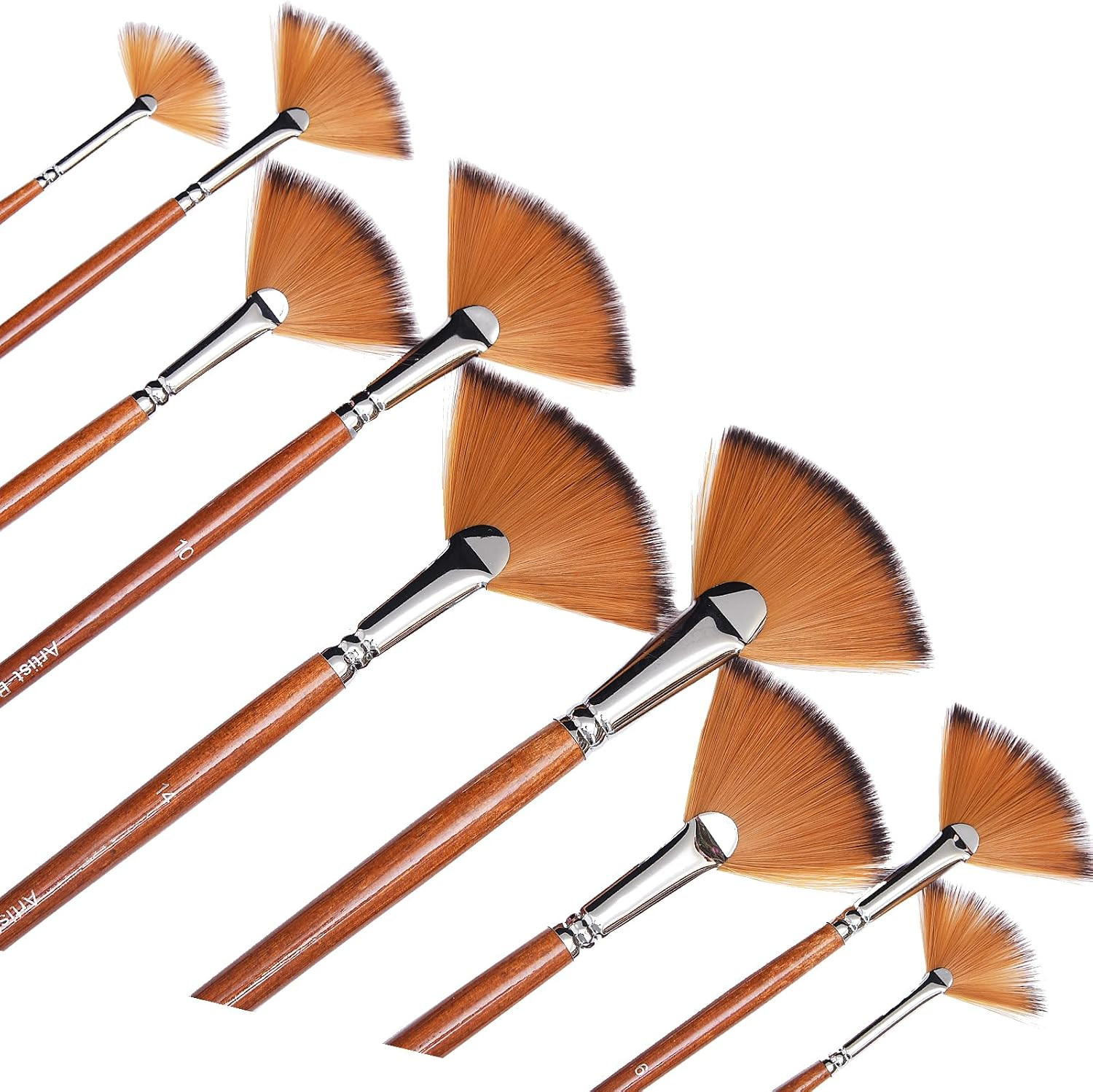 Artist Fan Paint Brushes Set,9 Pcs Professional Soft Anti-Shedding Fan Brush for