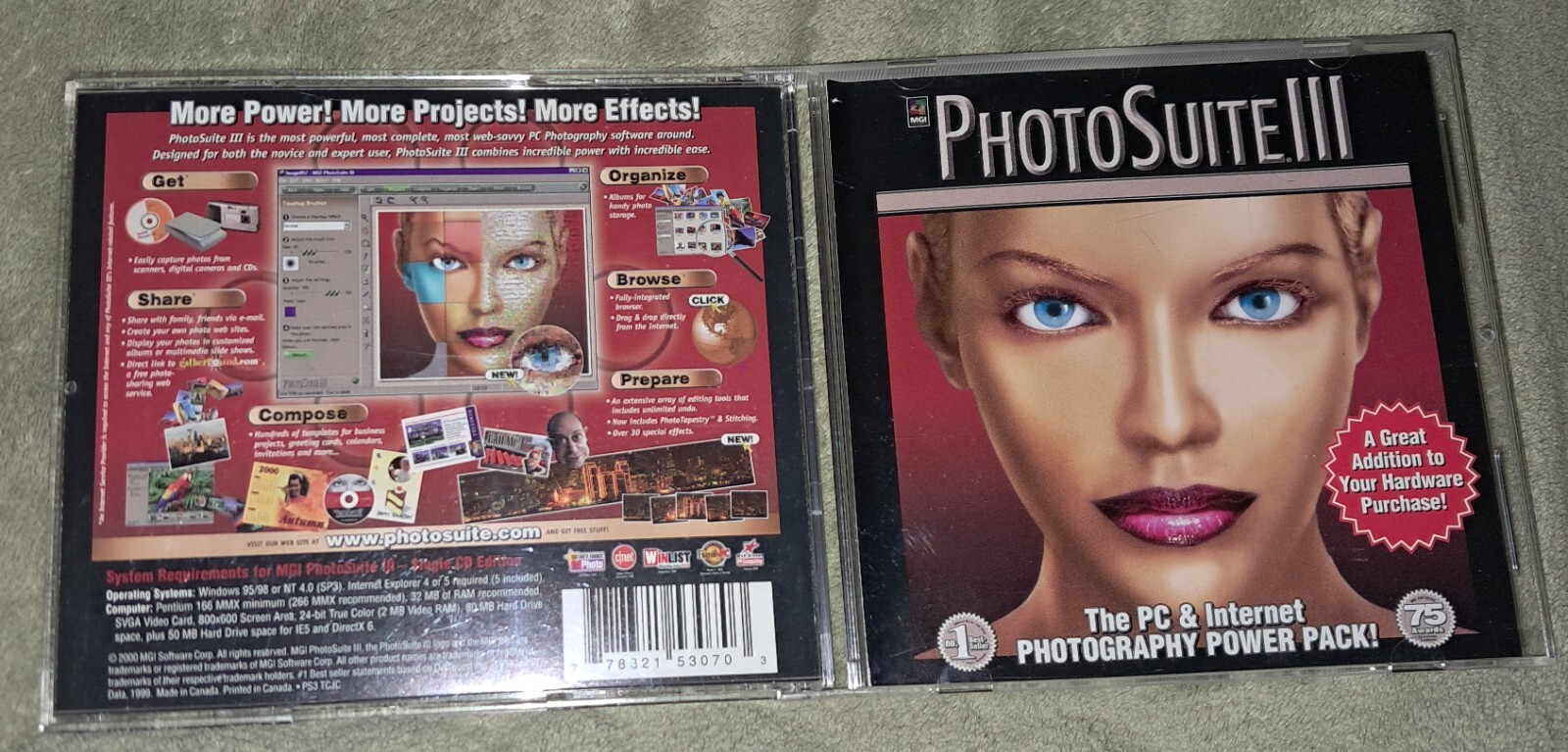 MGI Photo Suite III PC/Computer Software Windows 95/98 NT 4.0 Paint Edit 2000