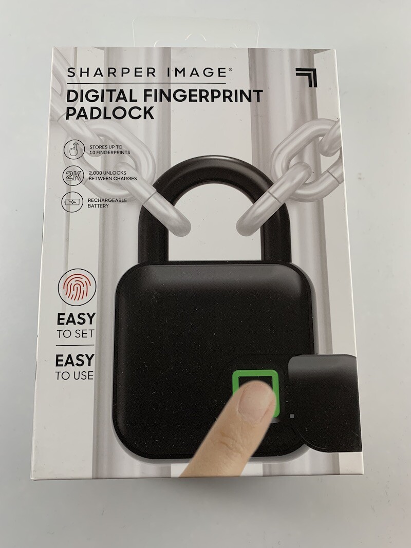 SHARPER IMAGE DIGITAL FINGERPRINT PADLOCK RECHARGEABLE- BLACK