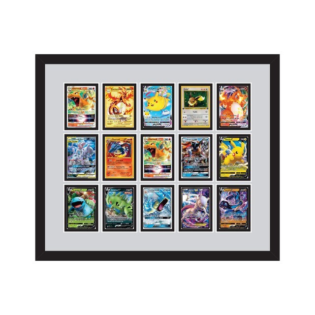 15 Trading Card Frame Wall Mount UV Protection Real Glass Fits Pokemon Frame