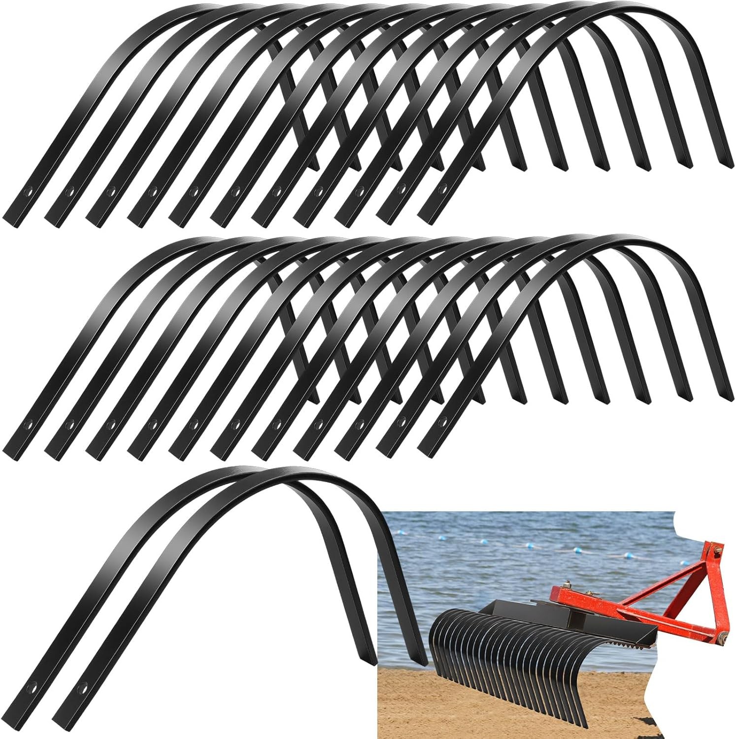 12 Pack Rock Rake Tines 1" X 5/16" One Bolt Mount Replacement for Landscape Rake