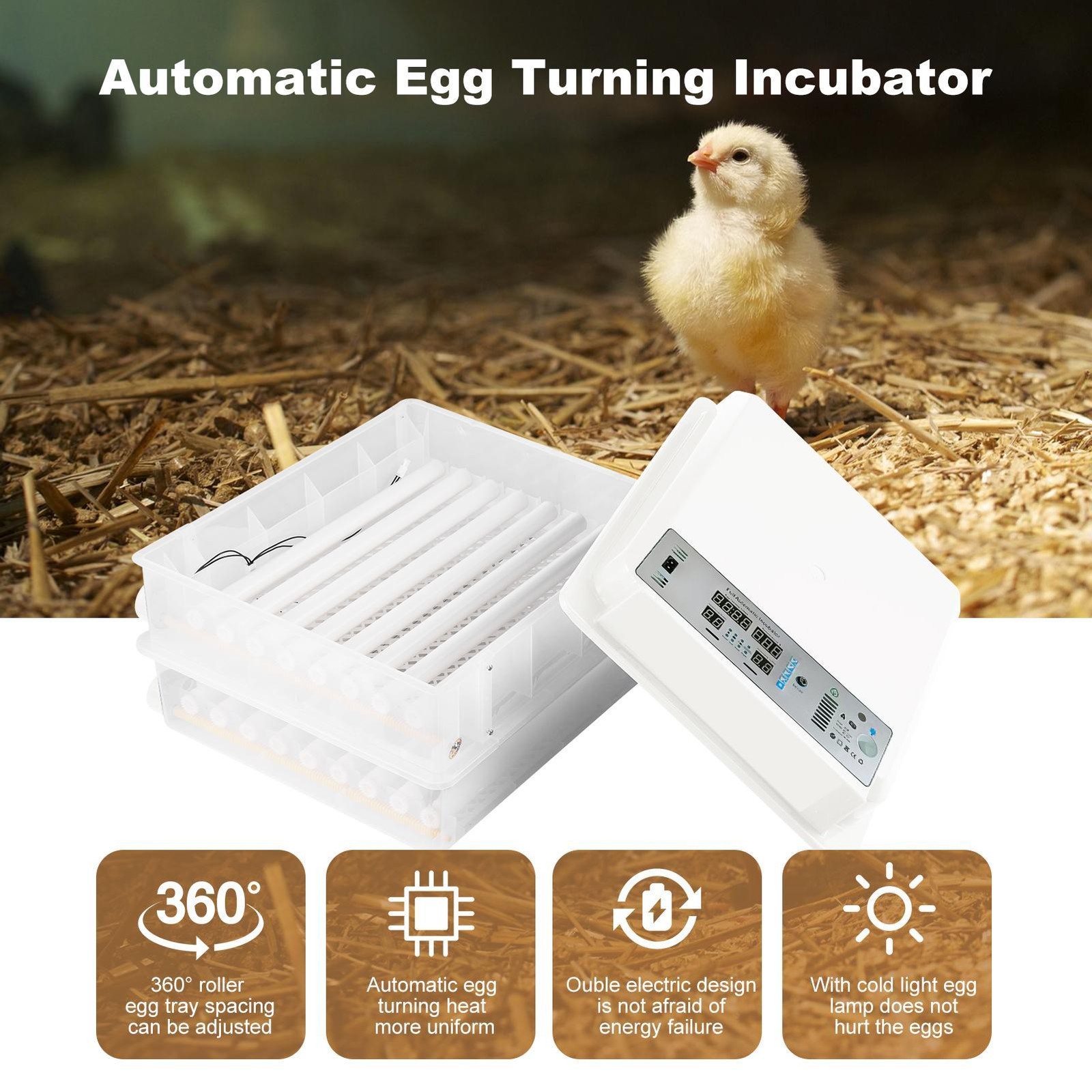 120 Eggs Incubator Temperature Control Automatic Digital Chicken Egg Hatcher
