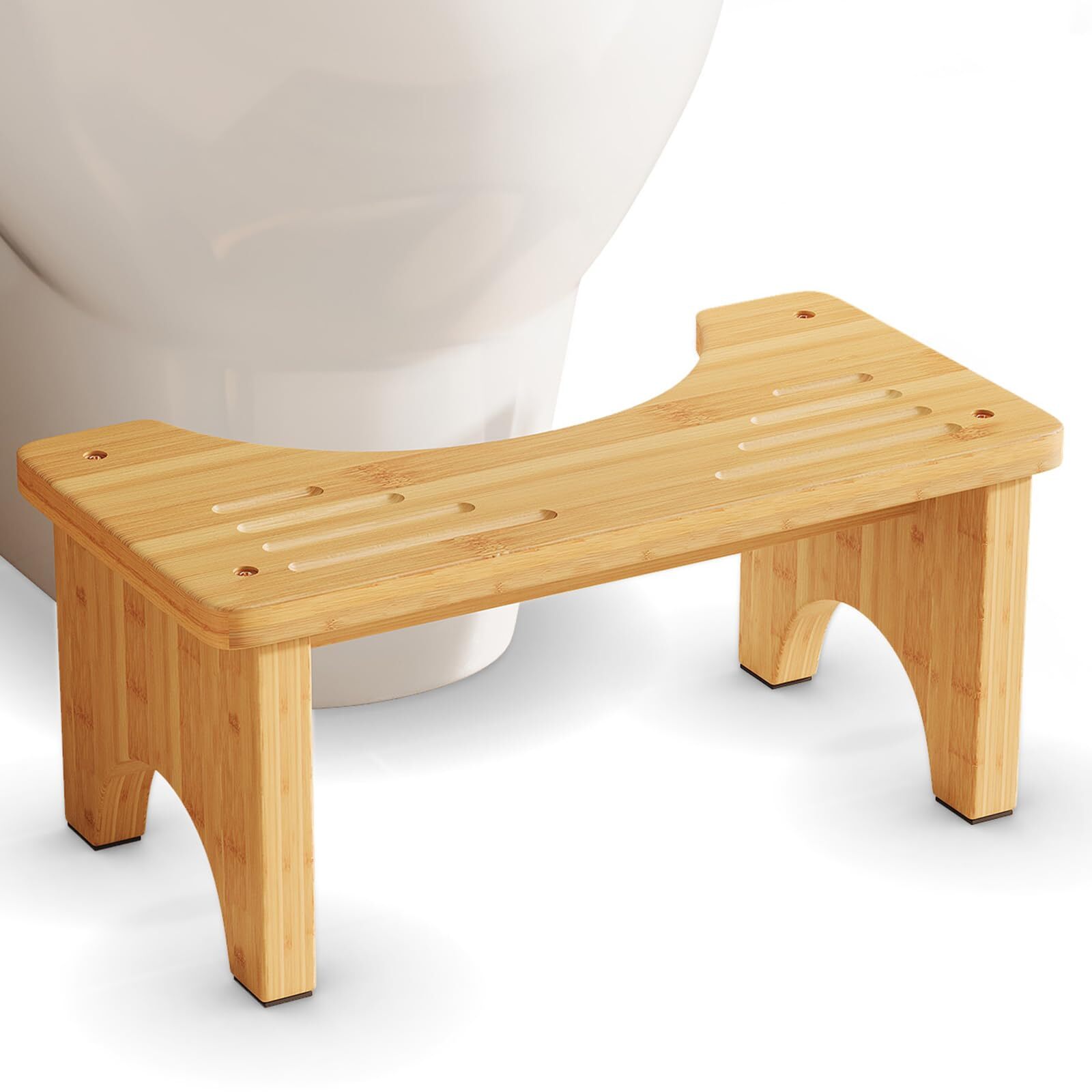 Bamboo Toilet Stool, Wooden Squatting Potty Stool for Adults, 7 Inch (1 Pack).
