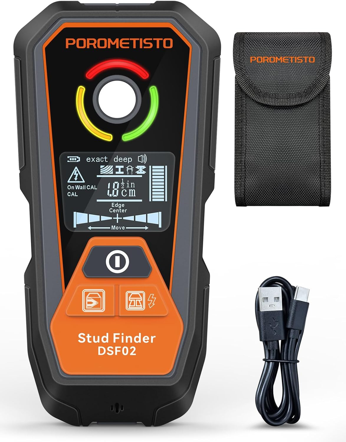 Rechargeable 6 in 1 Stud Finder Wall Scanner POROMETISTO, Positioning Hole for P