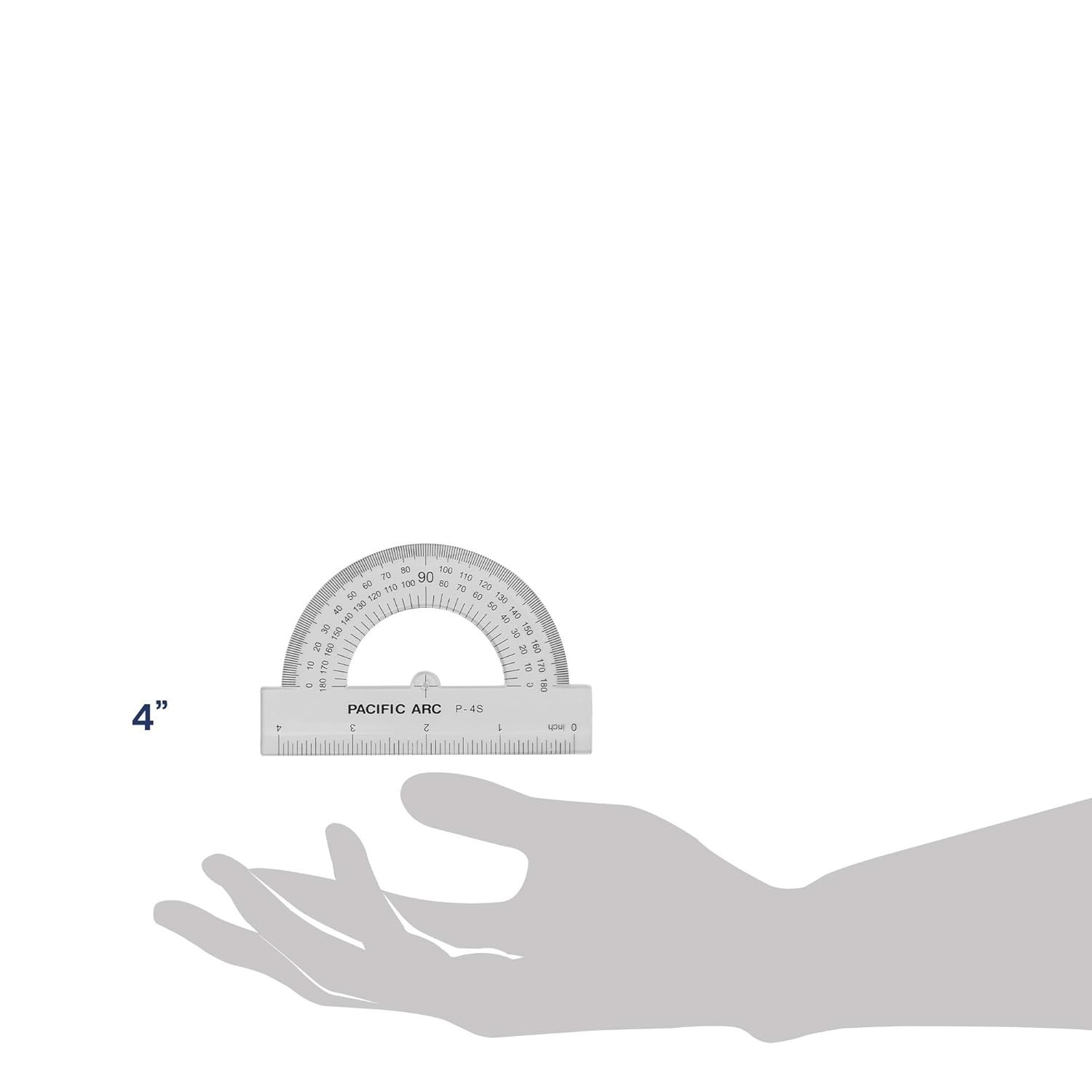 Clear 4-inch Acrylic Protractor & Ruler for Precision Measurement