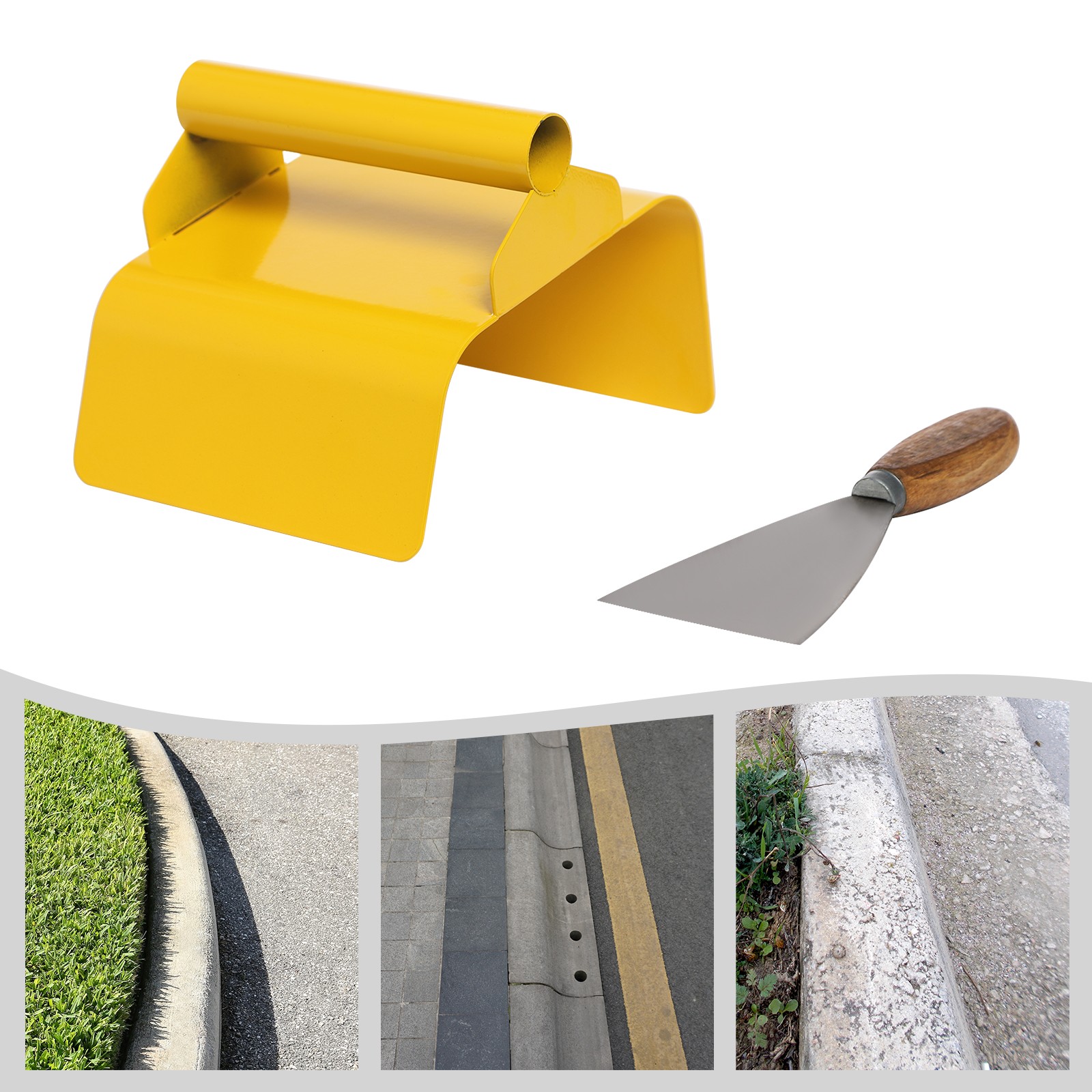 Landscape Curb Trowel Stainless Steel Concrete Curbing Trowel with Putty Knife~