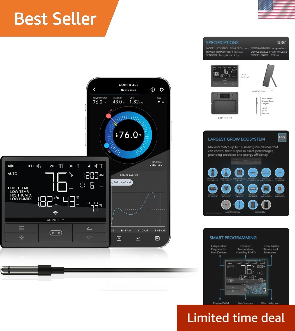 Automated Grow Environment Controller with Temp, Humidity, and VPD Controls