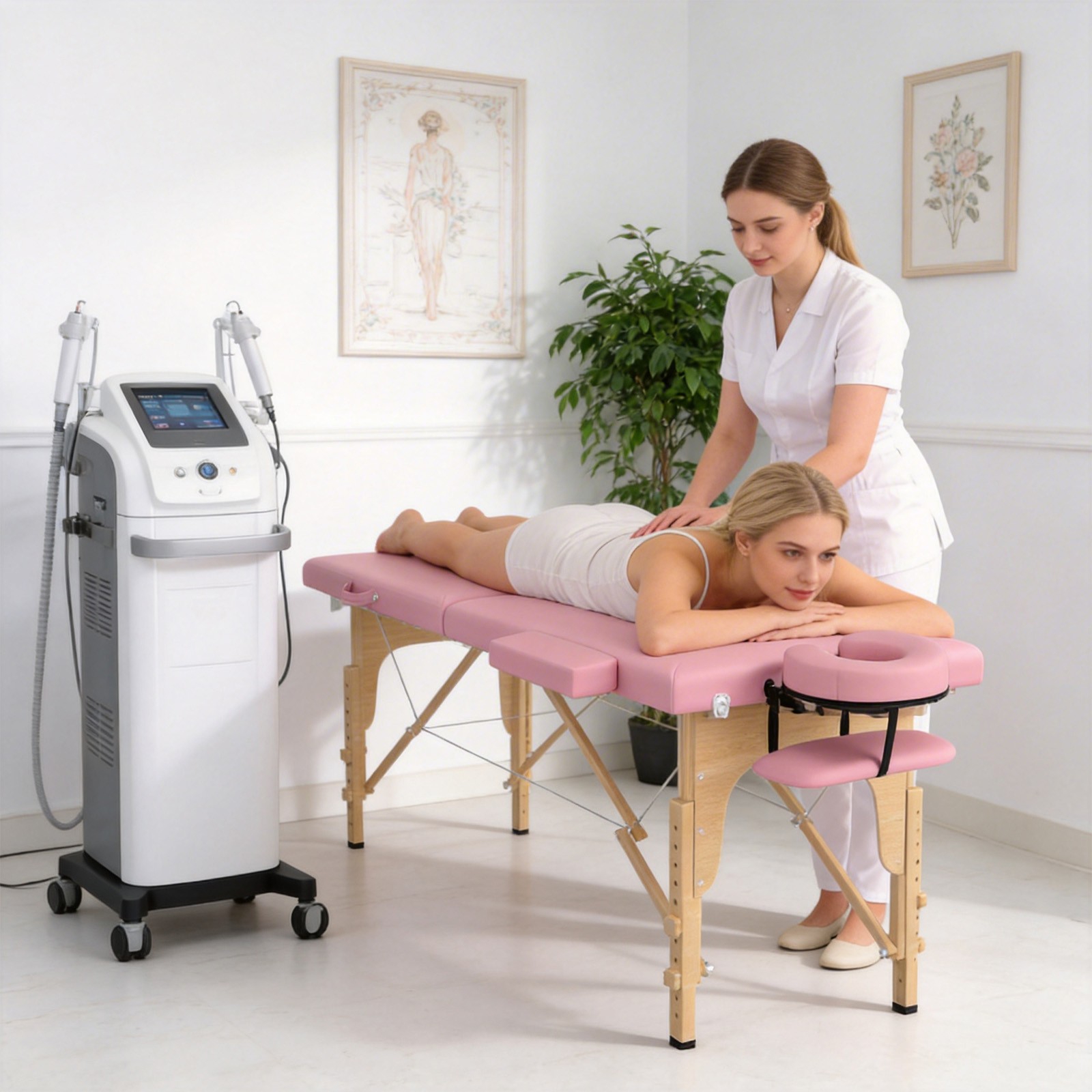 Heavy-Duty Foldable Massage Table, 2-Fold Portable Massage Bed with Carrying Bag