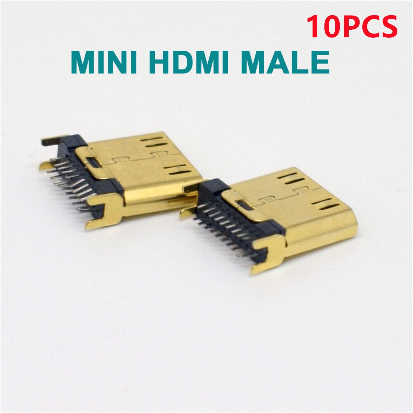 10PCS MINI HDMI Male Connector Gold Plated Vertical Straight Plug Socket