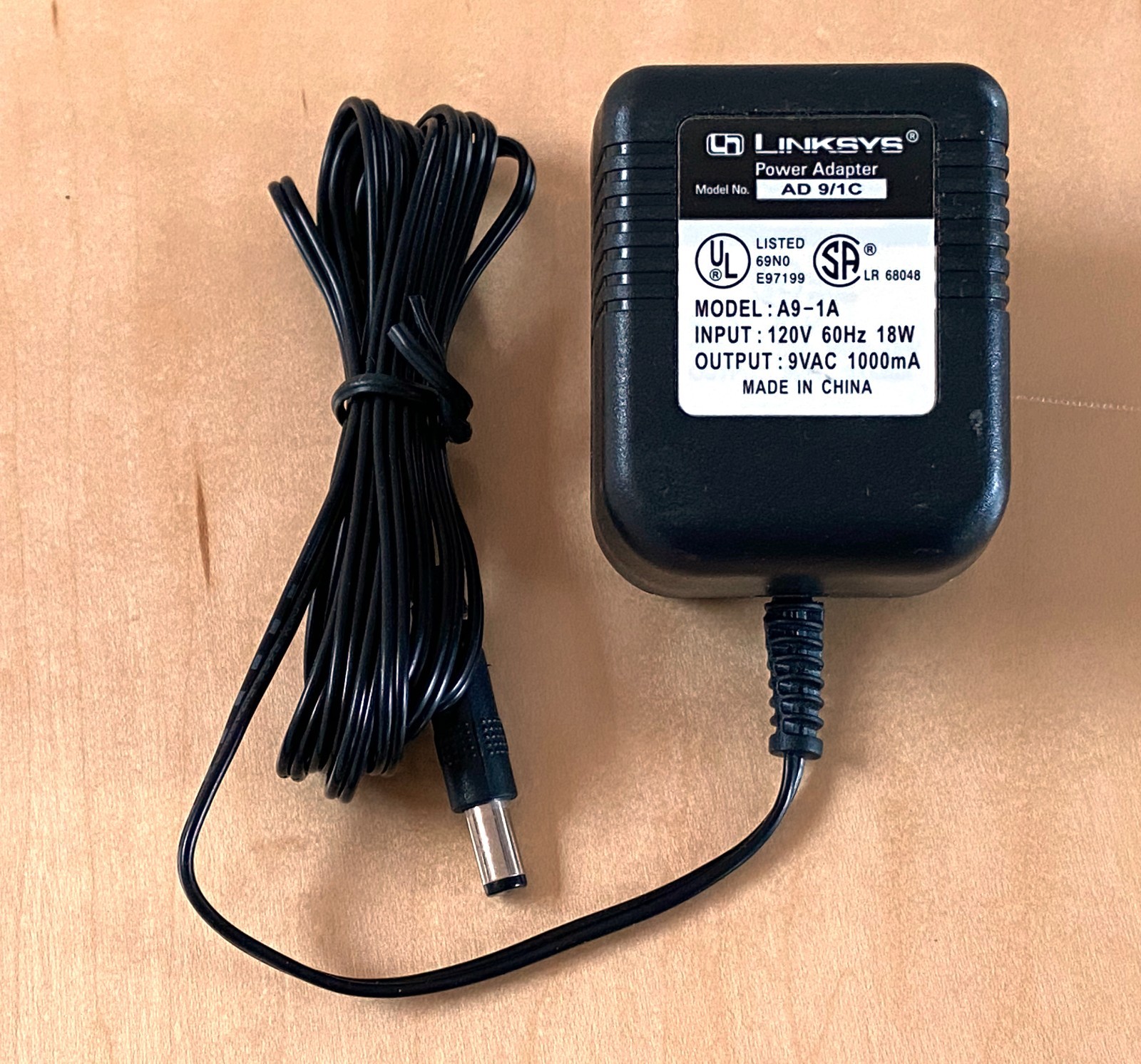 Authentic OEM Linksys 9V AC, 1A (1000mA) Power Suppy (AD 9/1C A9-1A)