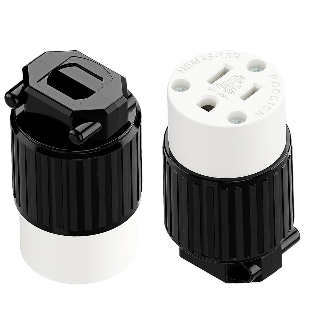 1 Pack Black & White Nema 5-15R Self Wiring Electrical Outlet Receptacle, 15A...