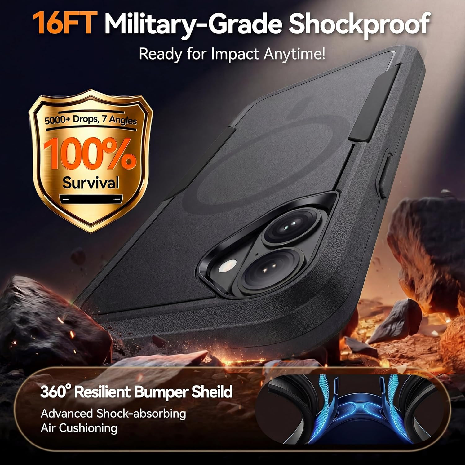 Protective for Iphone 17 Case [With Screen Protector], Heavy Duty Shockproof & 2