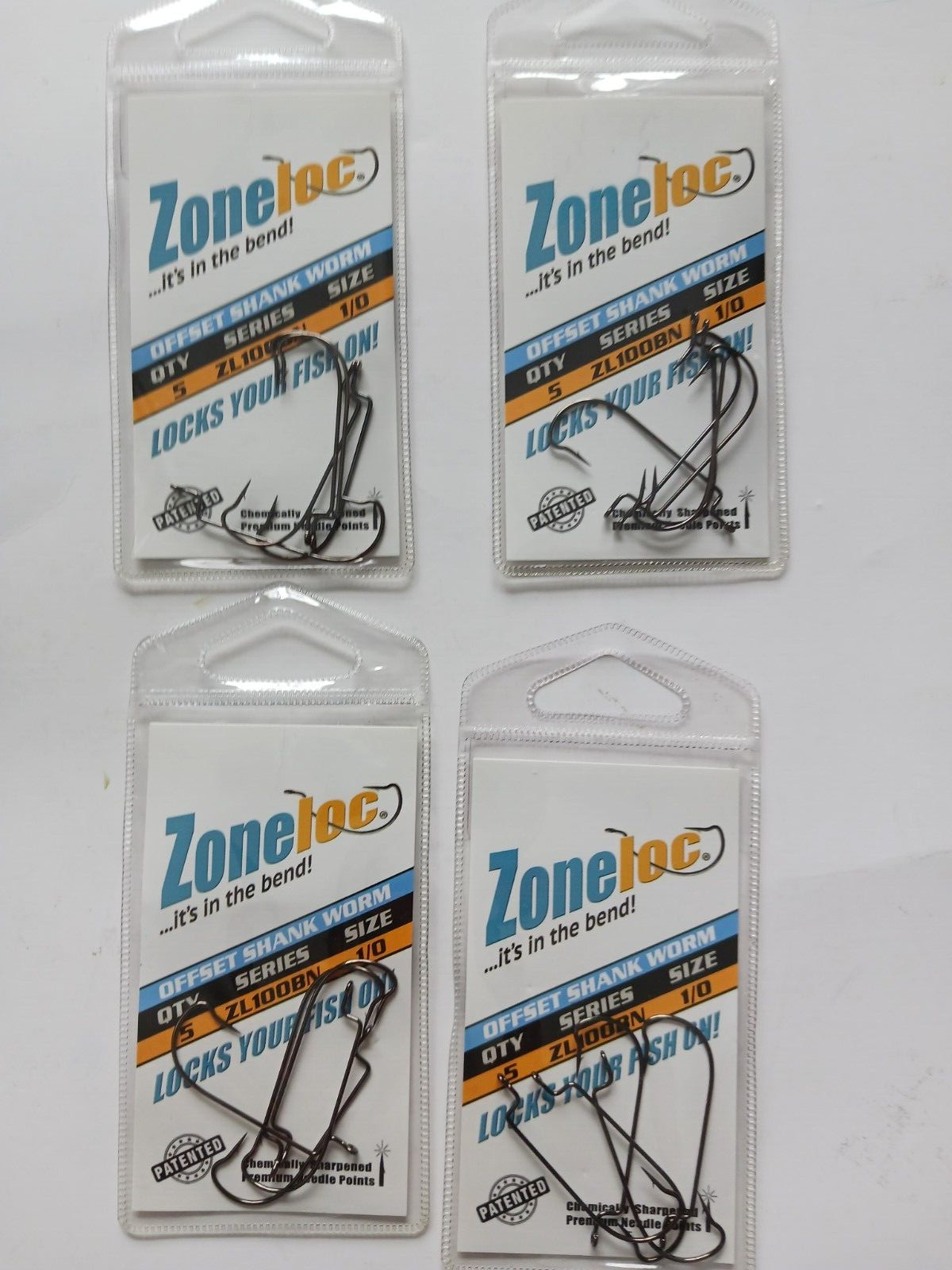 4 Packs Of 5 Offset Shank Worm.  1/0