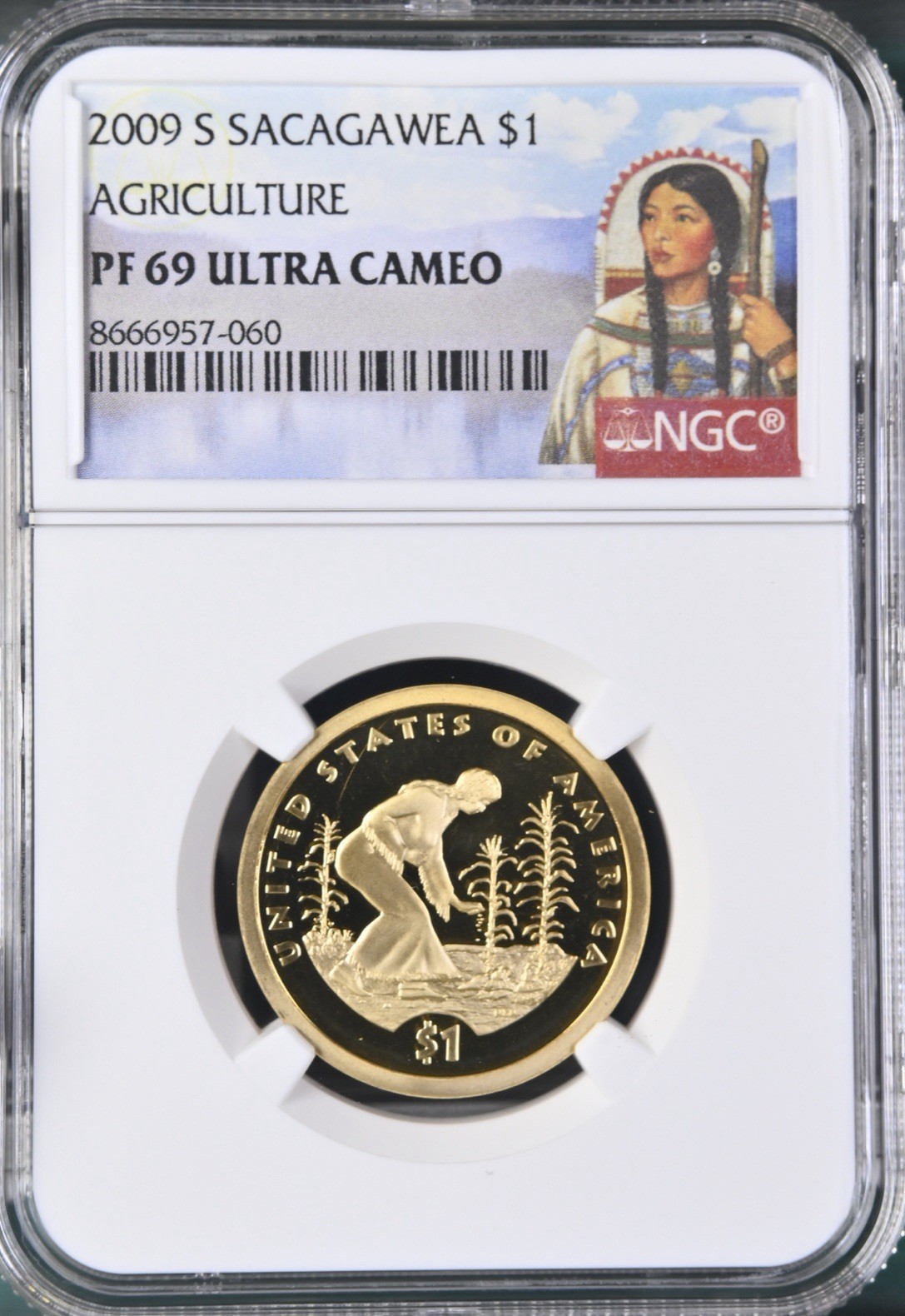 2009 S Sacagawea $1 Agriculture NGC PF 69 Ultra Cameo (Sacagawea Portrait Label)