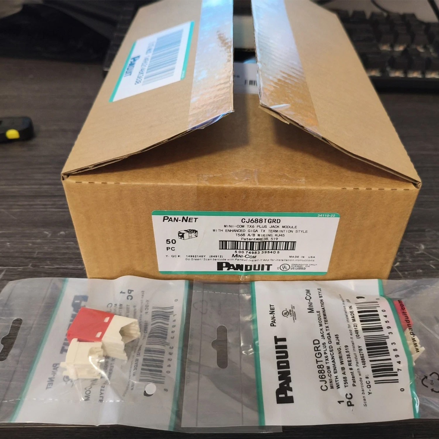 RED Panduit Giga TX Cat6 Network jack CJ688TGRD Qty 50 US