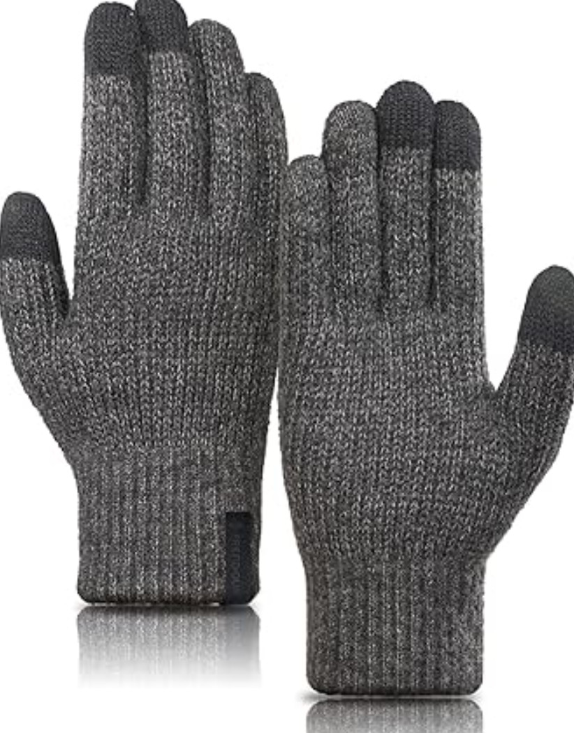 Large Merino Wool Thick Winter Gloves for Men Women Touchscreen Fingers Stretch