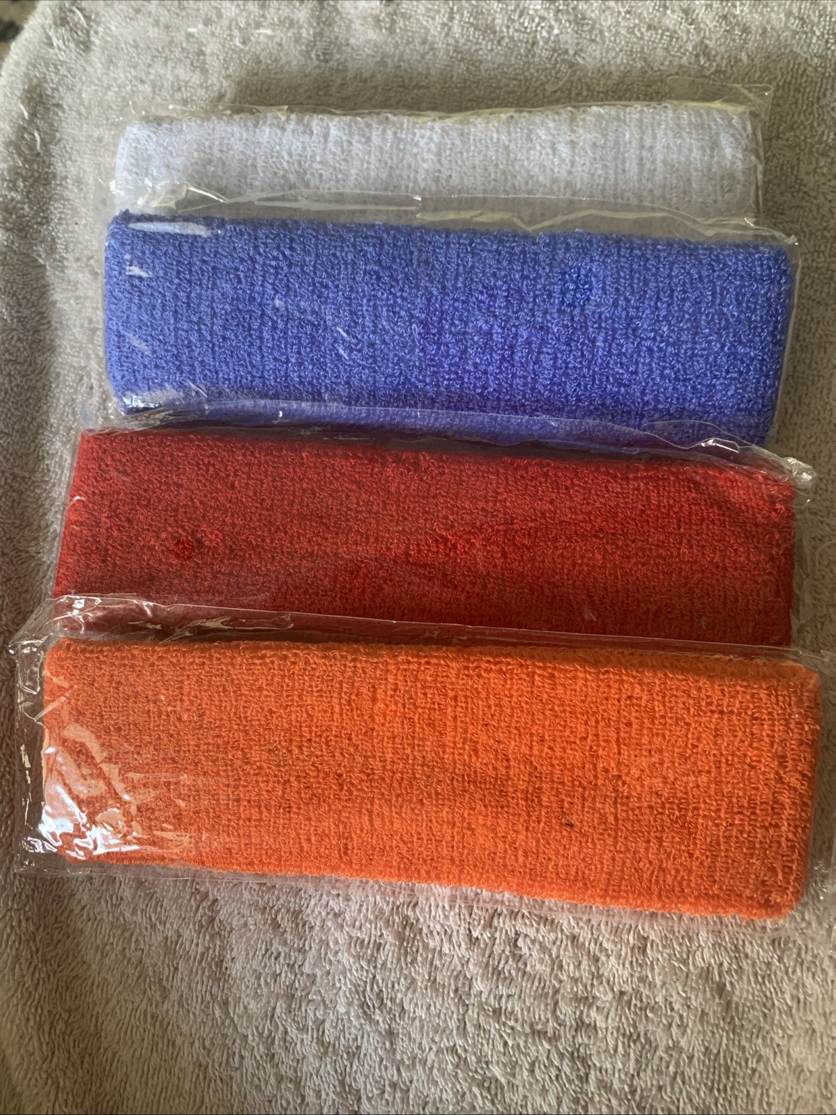 SPORTS SWEAT HEADBAND SOFT TERRY CLOTH SOLID Set of 4