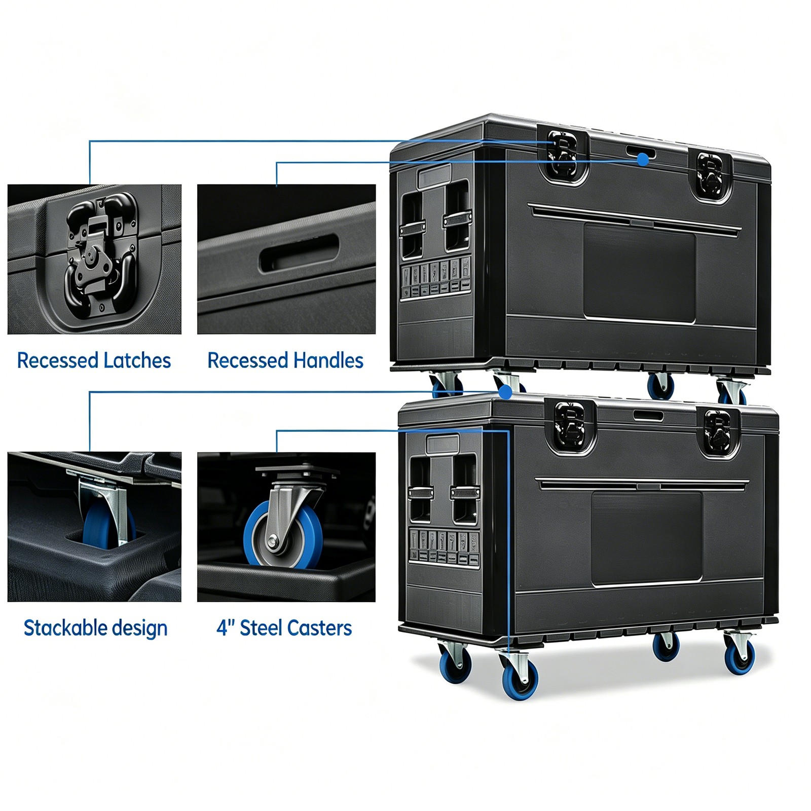Heavy Duty ATA Rolling Road Case 35''Cable Trunk Road Case for Pro Audio Storage
