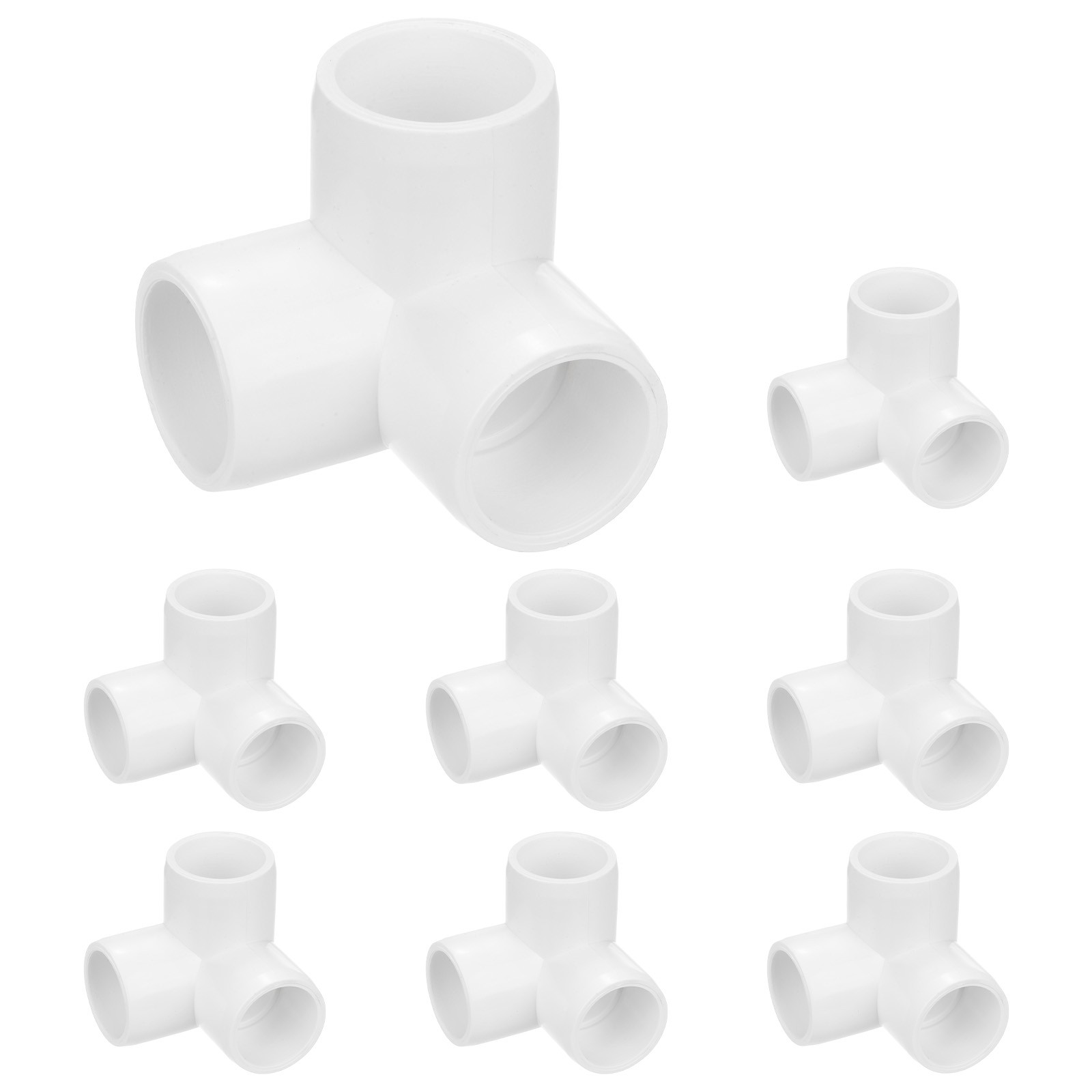 8-Pack PVC Fittings, 1/2 Inch PVC Pipe Connectors 3-Way for Furniture [White]