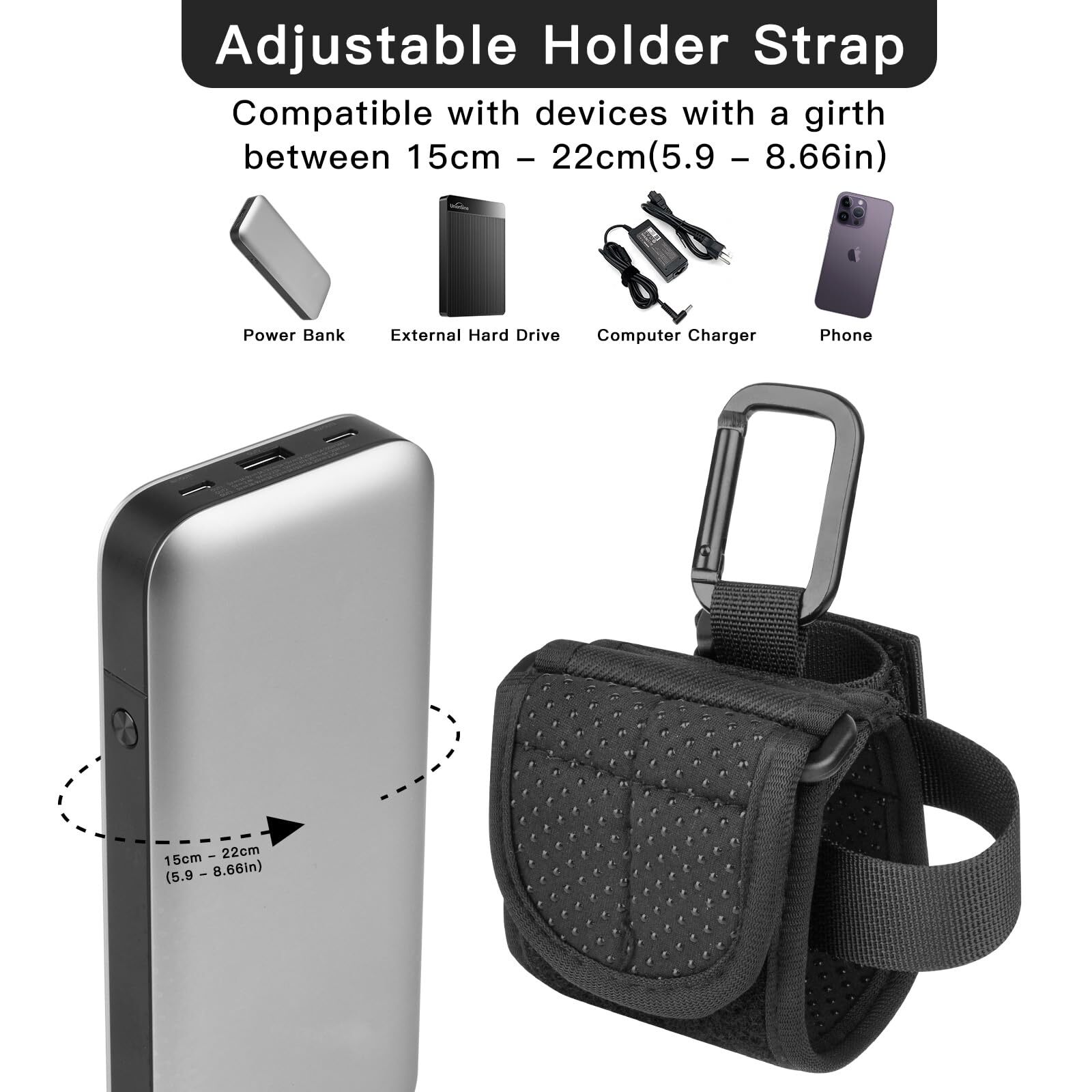 Universal Power Bank Holder Strap for Tripod Adjustable Carrier
