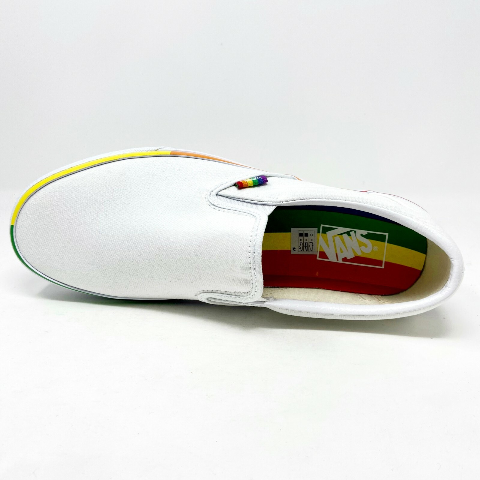 Vans Classic Slip On (Rainbow Foxing) True White LGBTQ Pride Mens Casual Shoes