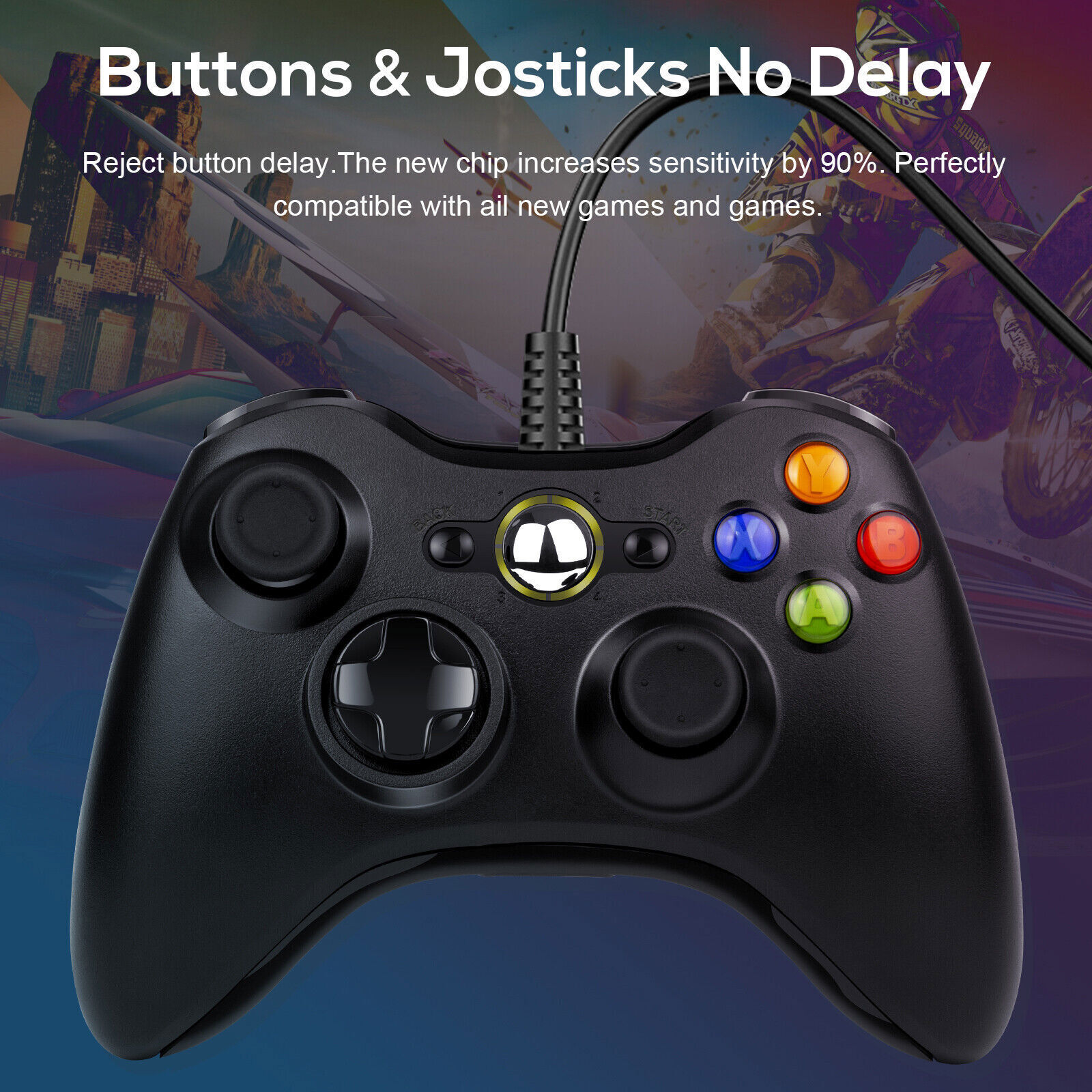 USB Wired Controller For Microsoft Xbox 360/Slim/E Gamepad PC Windows 11/10/8/7