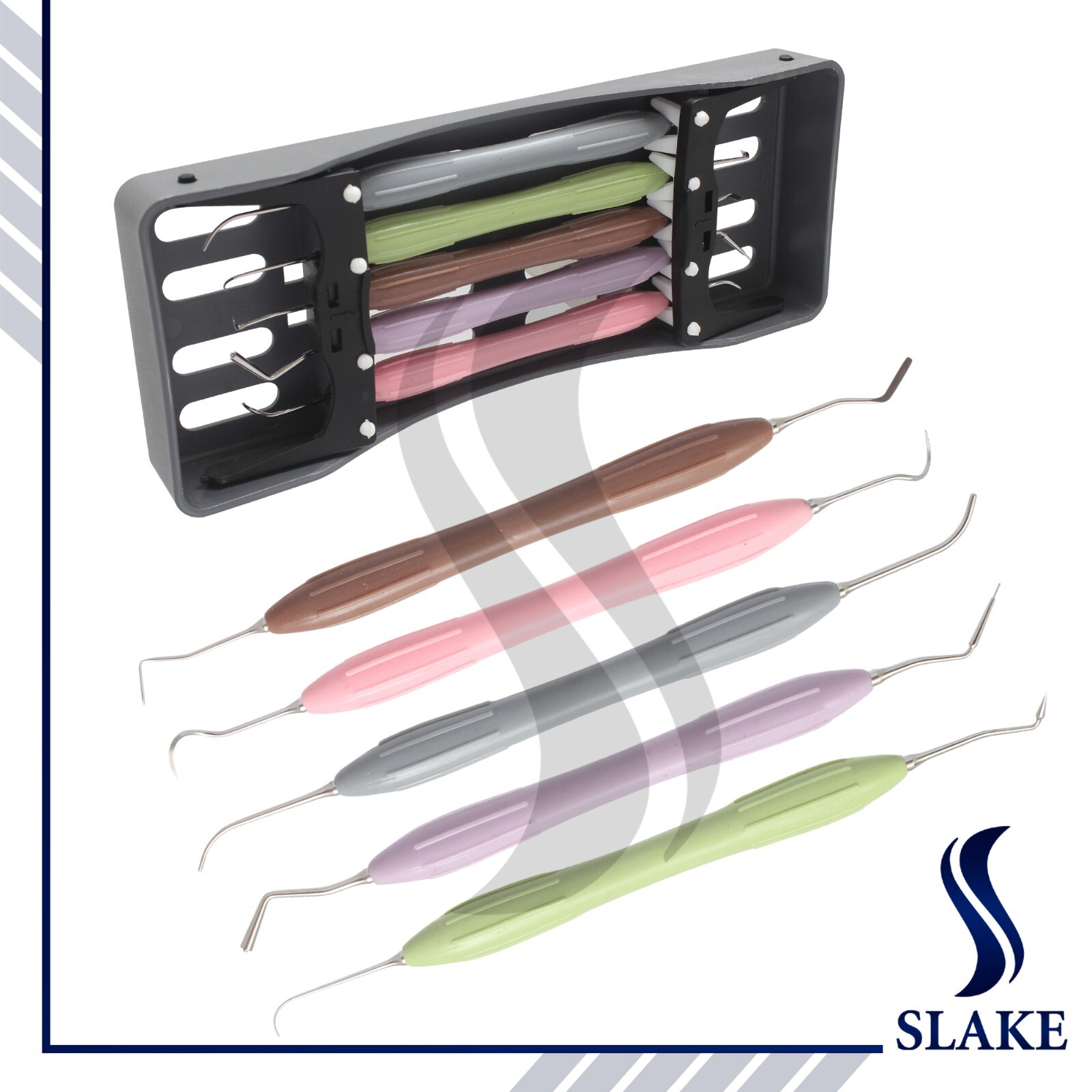 5 Pcs Set Dental Composite Filling Instruments Silicone Handle With Cassette