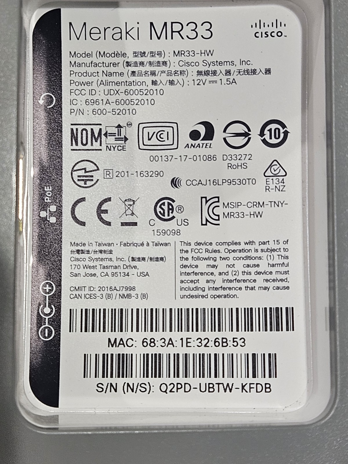 Cisco Meraki MR33-HW