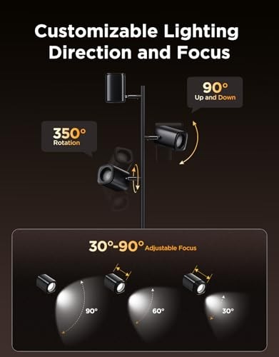 Tree Floor Lamp Compatible with Matter, 3 Rotatable Lights with LuminBlend