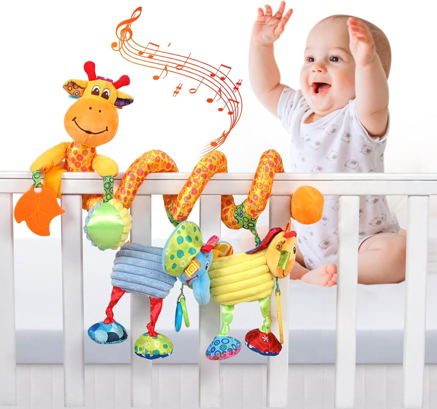Crib Stroller Car Seat Toys for Baby 0-3-6-9-12 Months, Tummy Time Hanging Senso