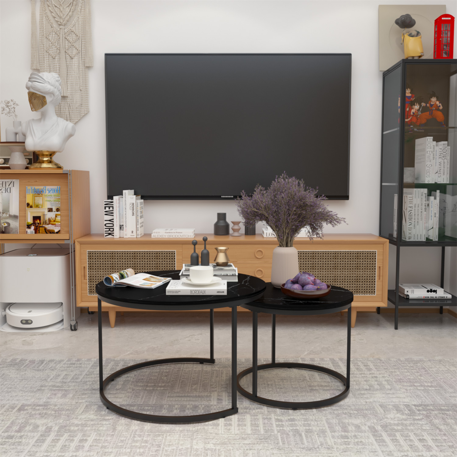 Nesting Coffee Table Center Cocktail Table Round Side Table for Living Room